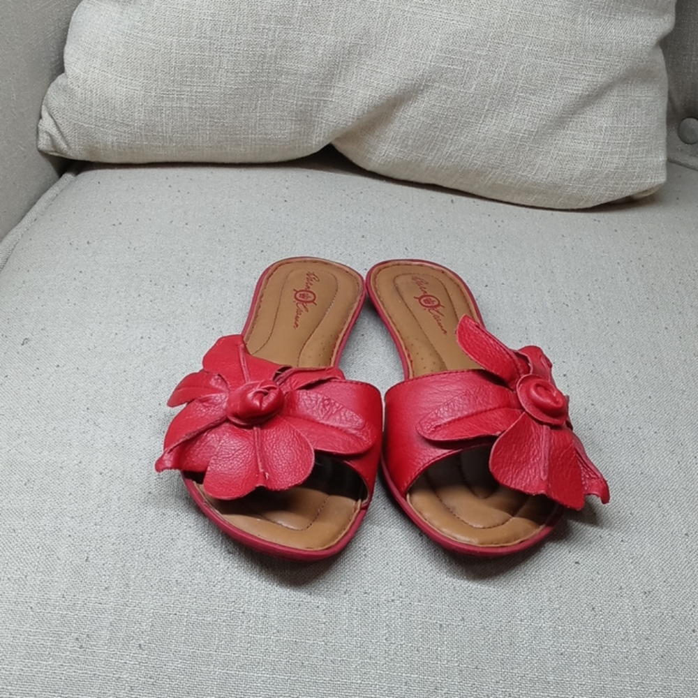 Plumeria red sandals born shoes